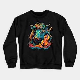 Warthog Playing Violin Crewneck Sweatshirt